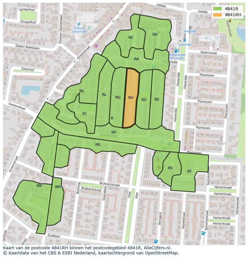 Afbeelding van het postcodegebied 4841 RH op de kaart.