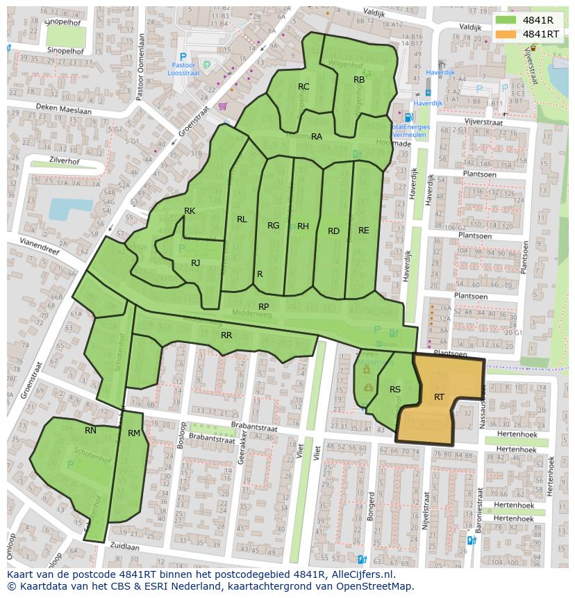 Afbeelding van het postcodegebied 4841 RT op de kaart.