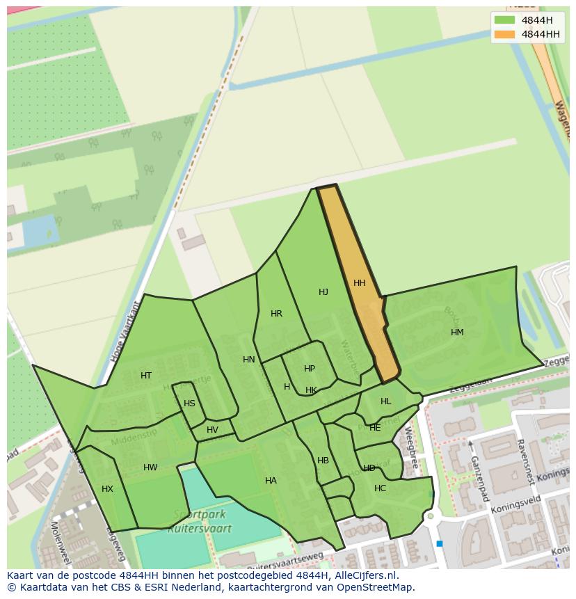 Afbeelding van het postcodegebied 4844 HH op de kaart.