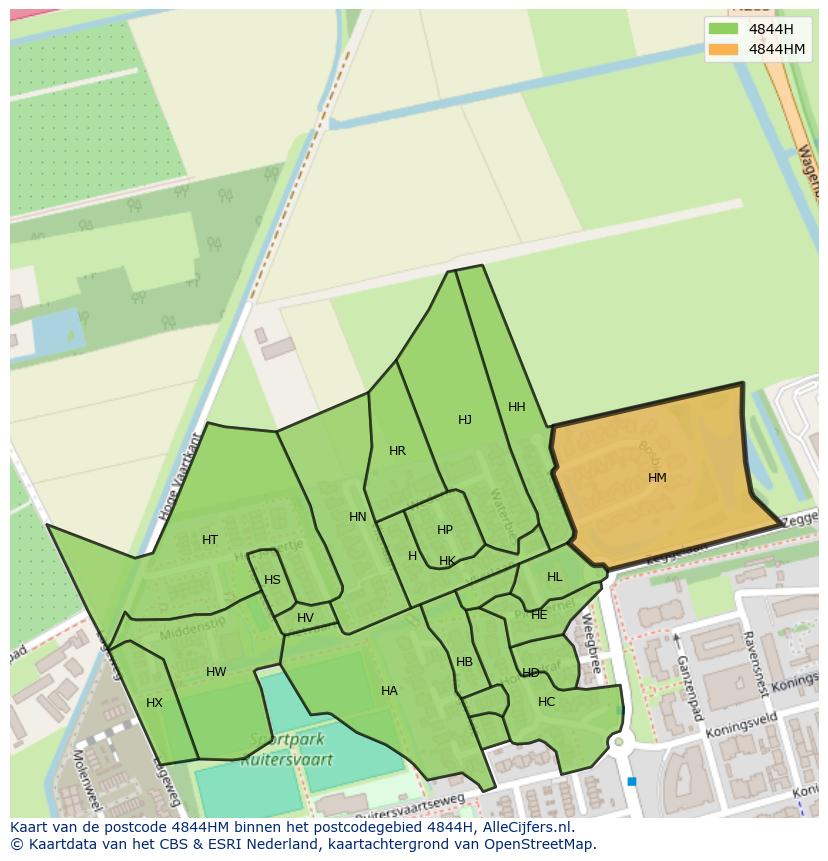 Afbeelding van het postcodegebied 4844 HM op de kaart.
