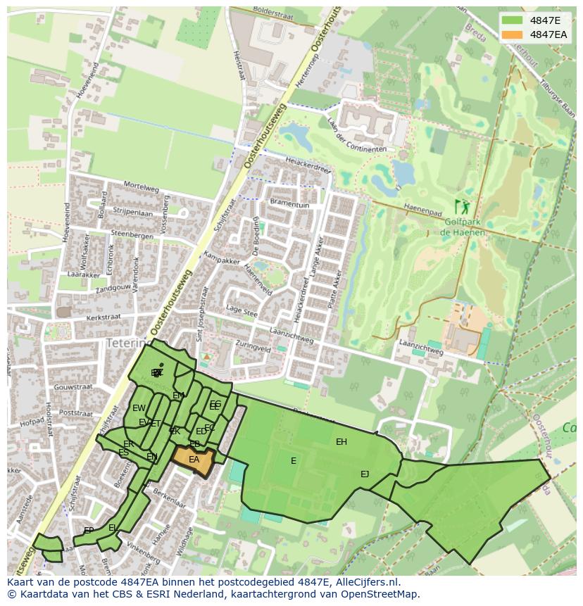 Afbeelding van het postcodegebied 4847 EA op de kaart.