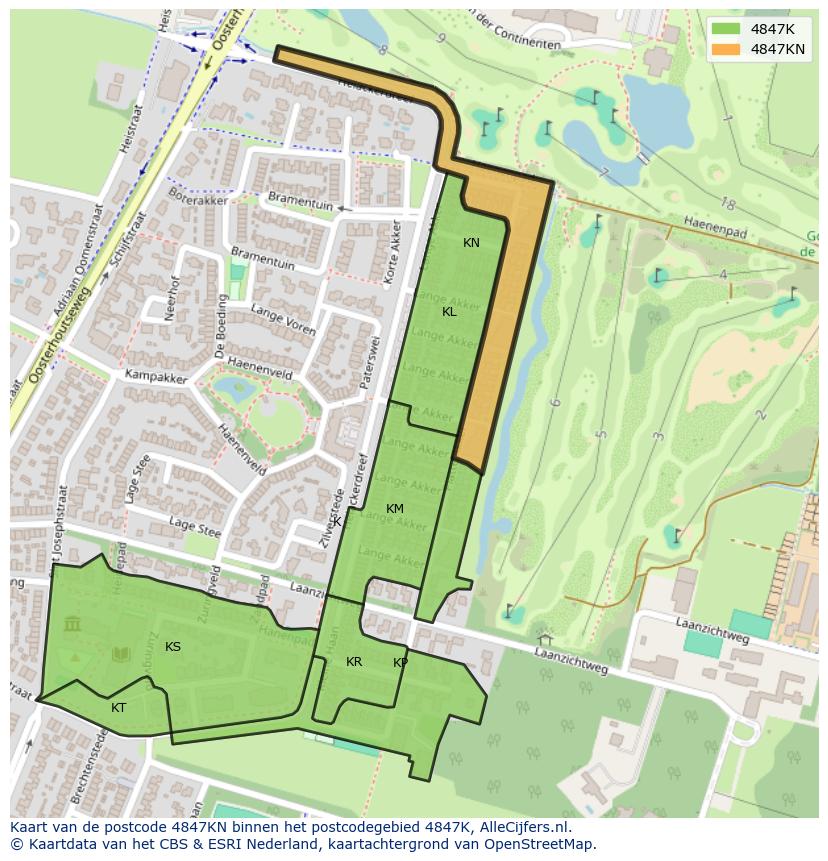 Afbeelding van het postcodegebied 4847 KN op de kaart.