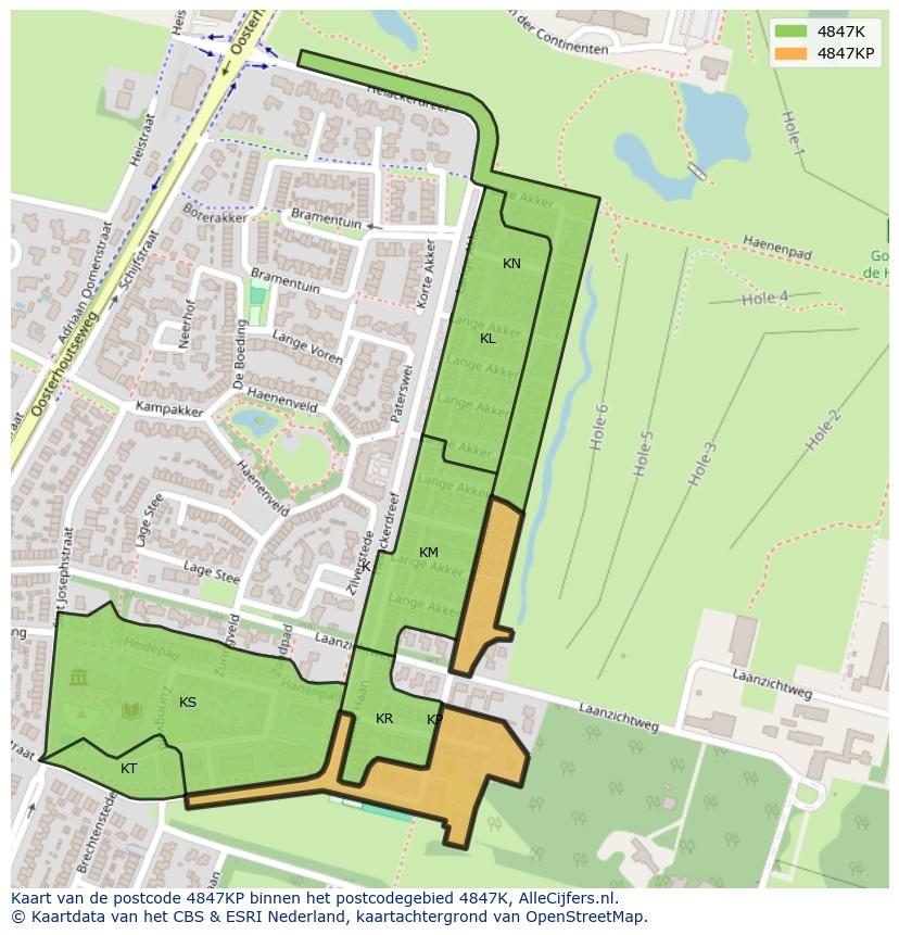 Afbeelding van het postcodegebied 4847 KP op de kaart.