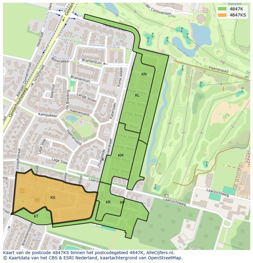 Afbeelding van het postcodegebied 4847 KS op de kaart.