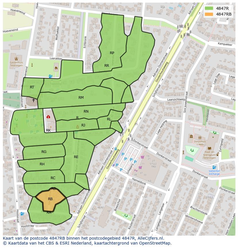 Afbeelding van het postcodegebied 4847 RB op de kaart.