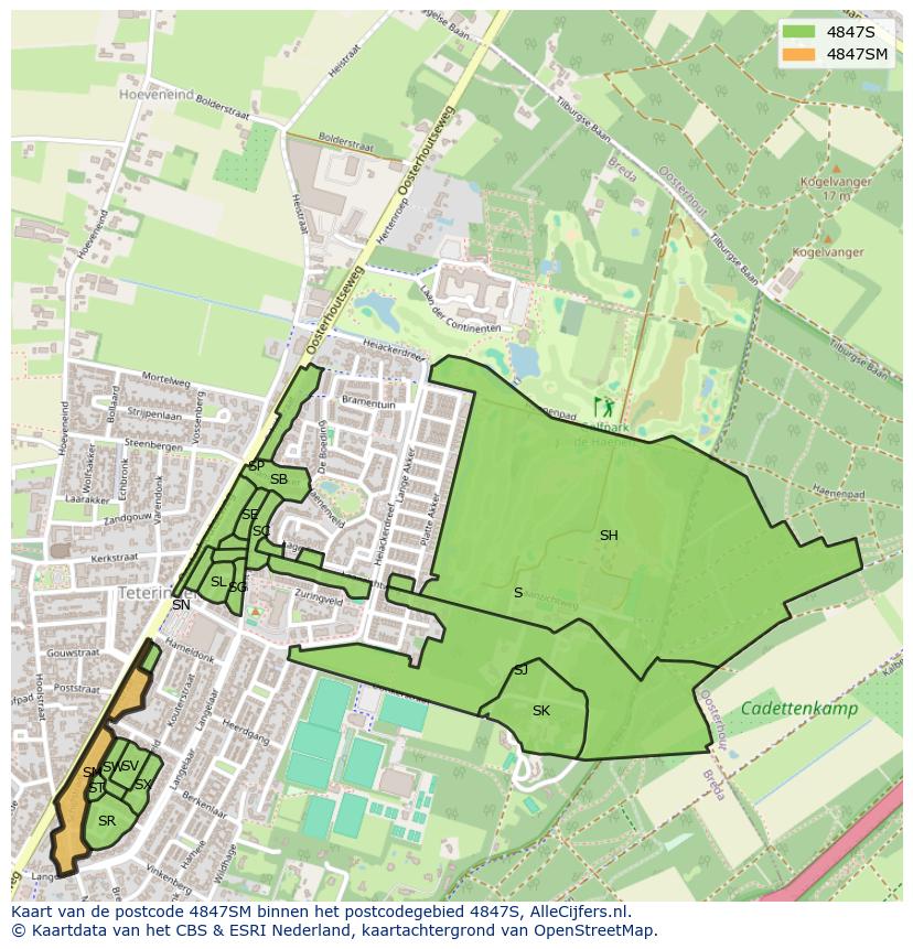 Afbeelding van het postcodegebied 4847 SM op de kaart.