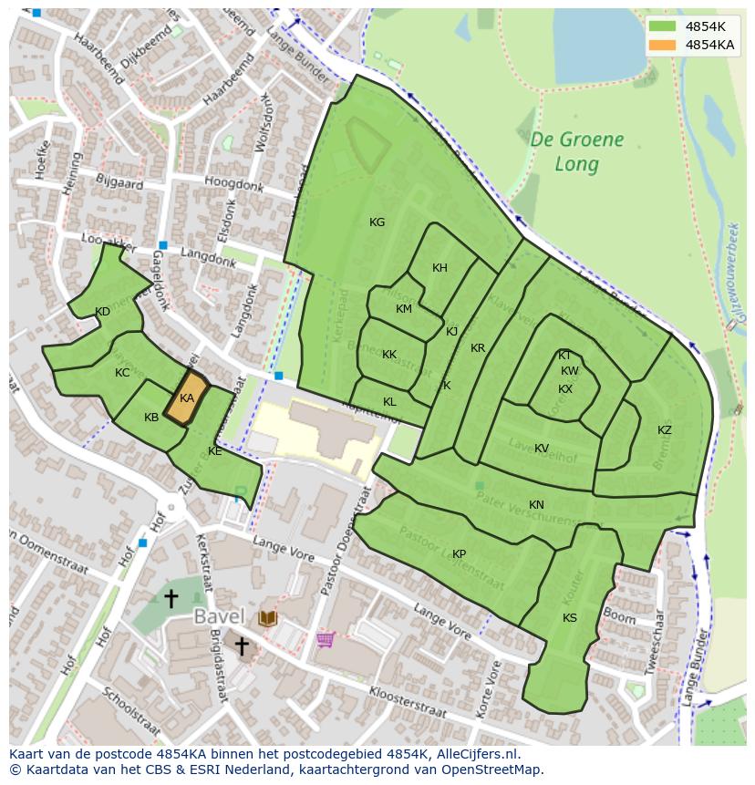 Afbeelding van het postcodegebied 4854 KA op de kaart.