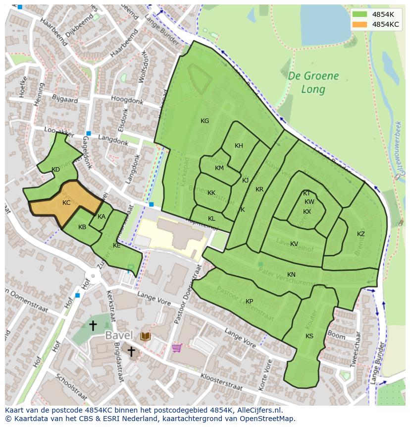 Afbeelding van het postcodegebied 4854 KC op de kaart.