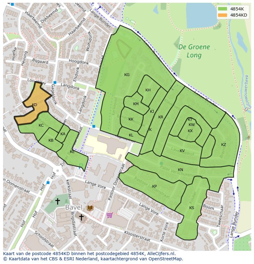 Afbeelding van het postcodegebied 4854 KD op de kaart.