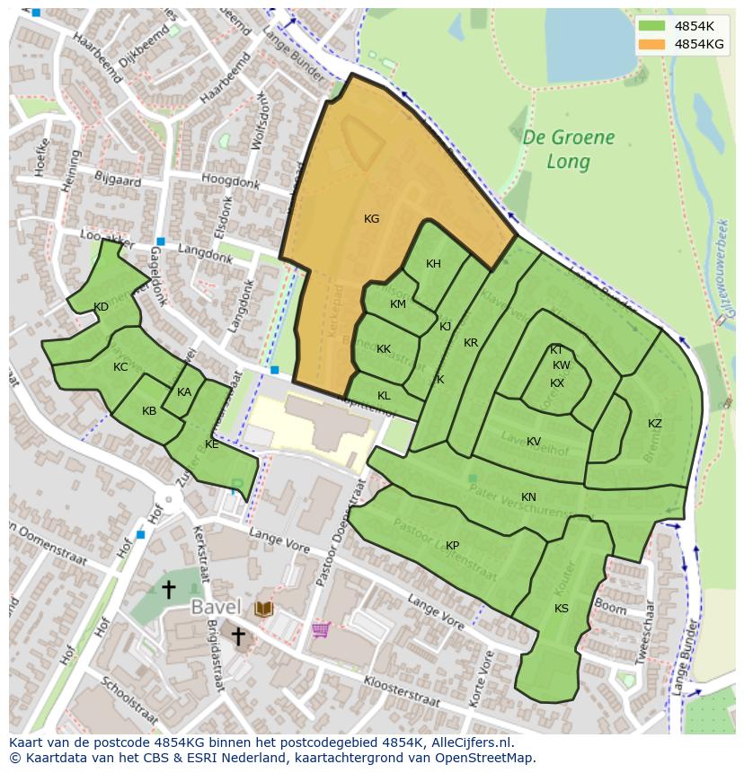 Afbeelding van het postcodegebied 4854 KG op de kaart.