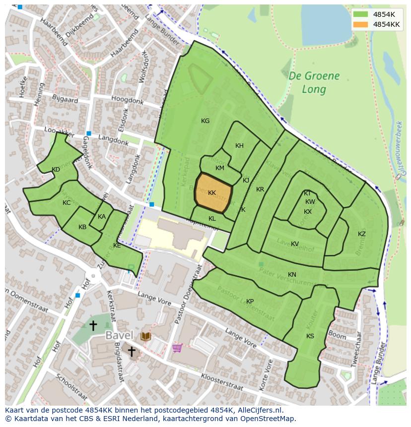 Afbeelding van het postcodegebied 4854 KK op de kaart.