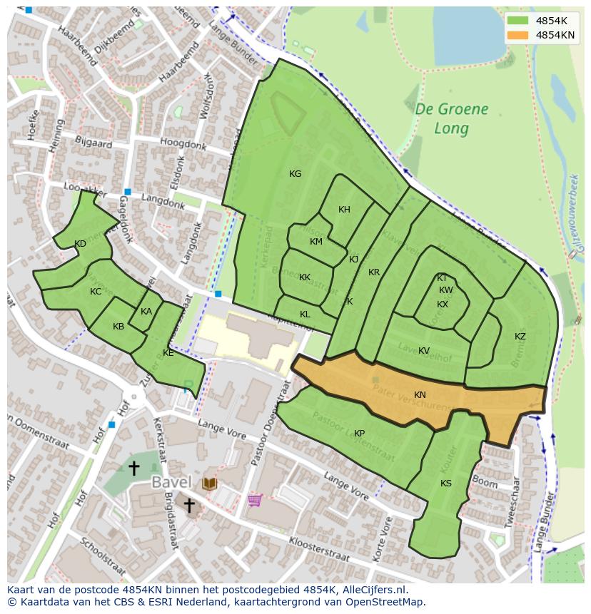 Afbeelding van het postcodegebied 4854 KN op de kaart.