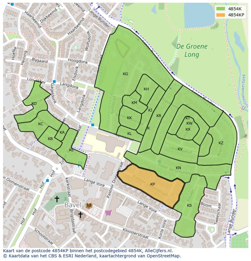 Afbeelding van het postcodegebied 4854 KP op de kaart.