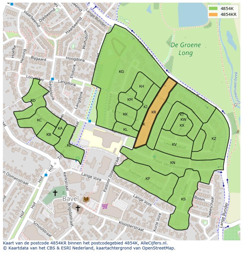 Afbeelding van het postcodegebied 4854 KR op de kaart.