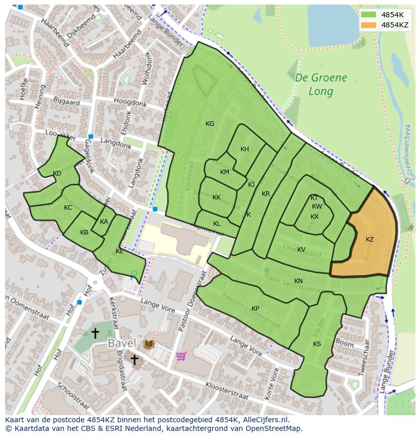 Afbeelding van het postcodegebied 4854 KZ op de kaart.