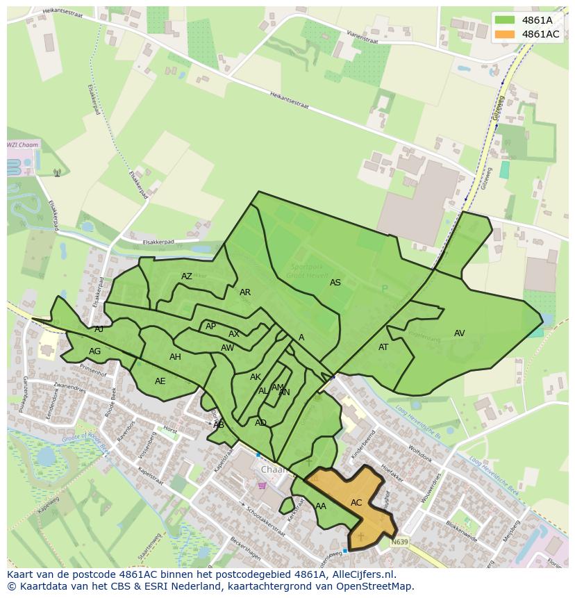 Afbeelding van het postcodegebied 4861 AC op de kaart.