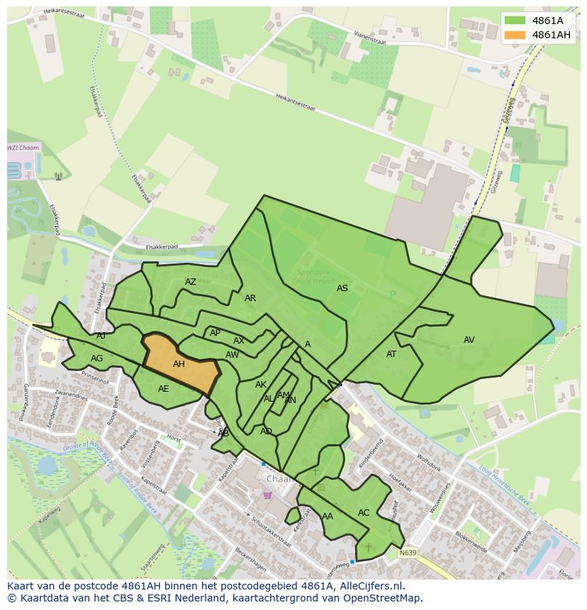 Afbeelding van het postcodegebied 4861 AH op de kaart.