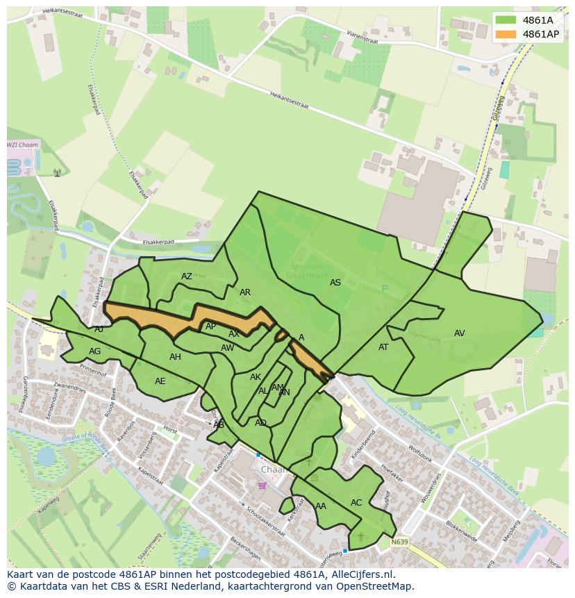 Afbeelding van het postcodegebied 4861 AP op de kaart.