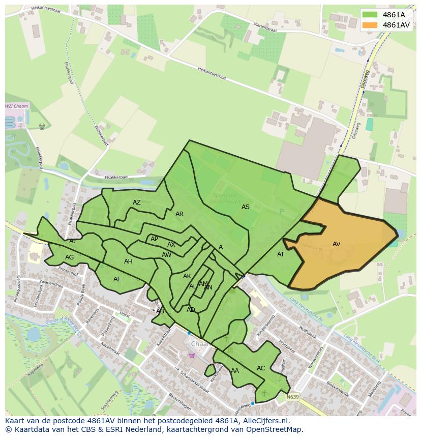 Afbeelding van het postcodegebied 4861 AV op de kaart.