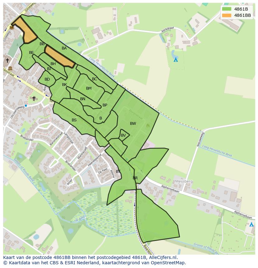 Afbeelding van het postcodegebied 4861 BB op de kaart.