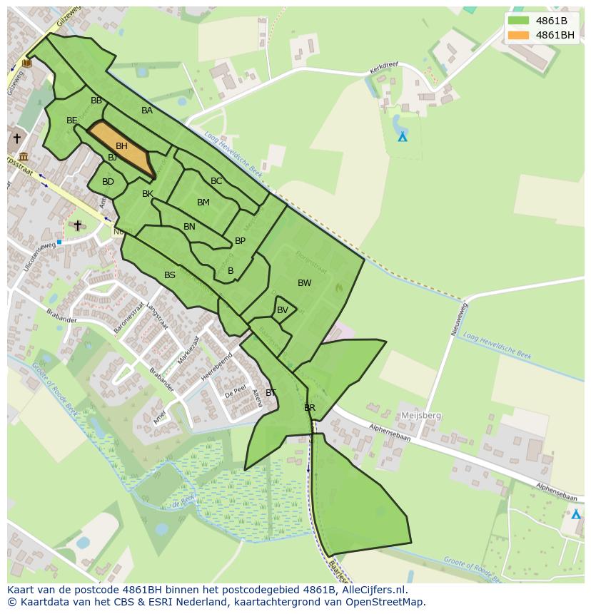 Afbeelding van het postcodegebied 4861 BH op de kaart.
