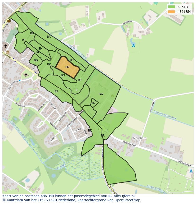 Afbeelding van het postcodegebied 4861 BM op de kaart.