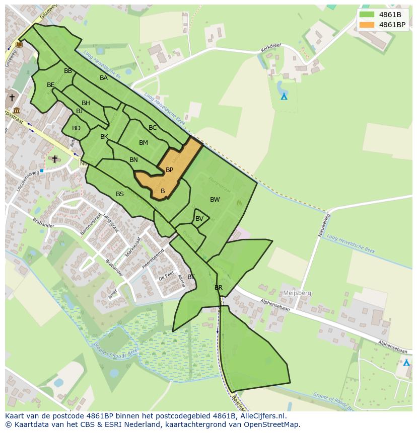 Afbeelding van het postcodegebied 4861 BP op de kaart.