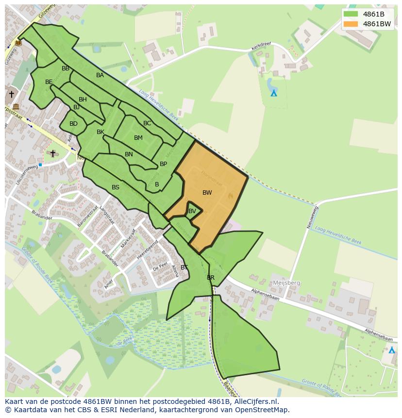 Afbeelding van het postcodegebied 4861 BW op de kaart.