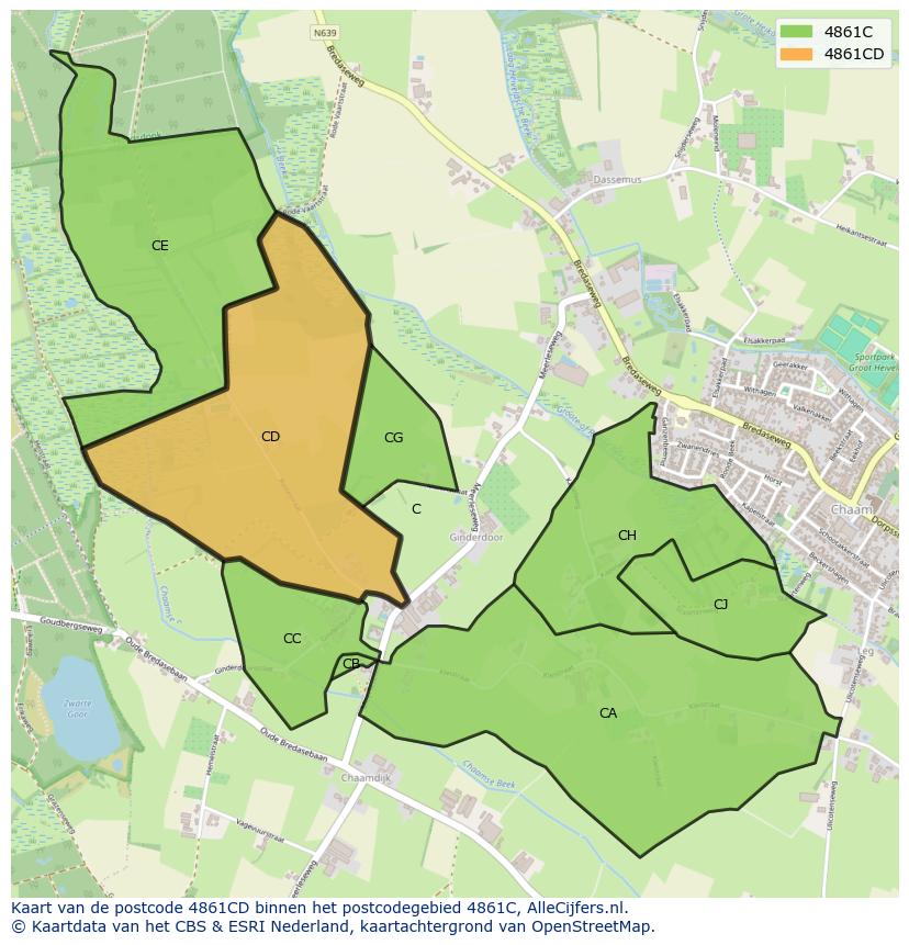 Afbeelding van het postcodegebied 4861 CD op de kaart.