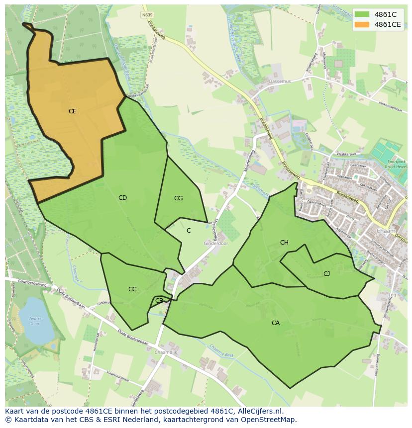 Afbeelding van het postcodegebied 4861 CE op de kaart.