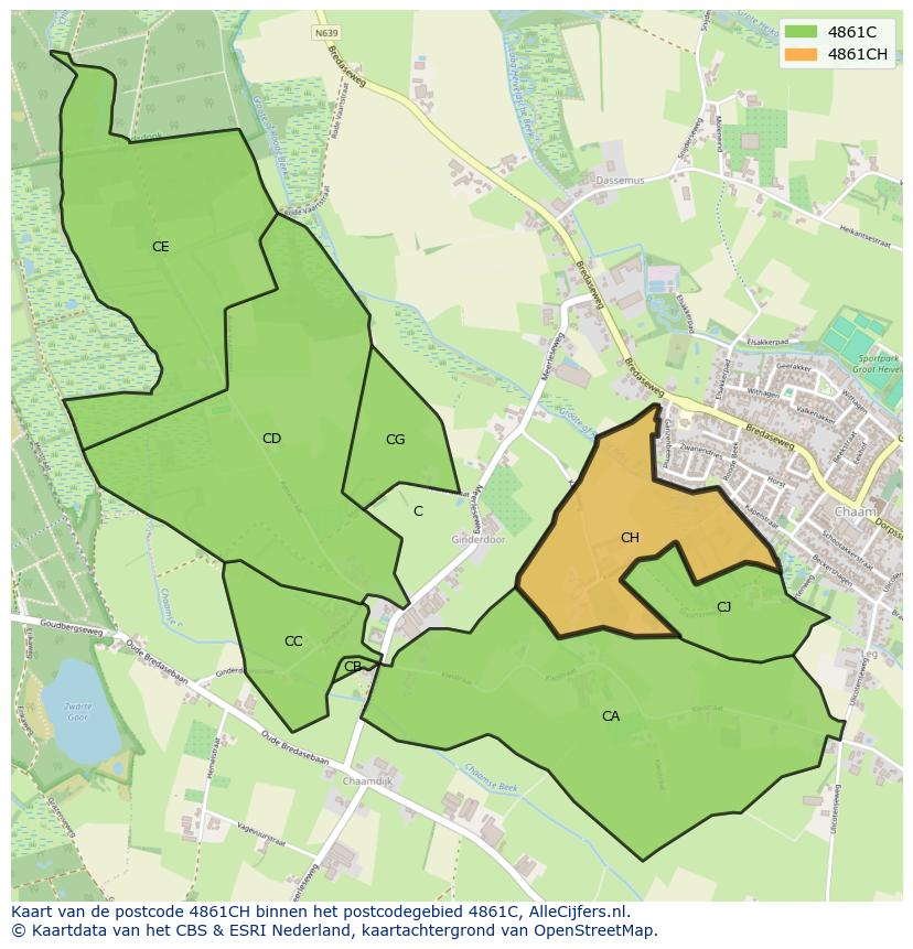 Afbeelding van het postcodegebied 4861 CH op de kaart.