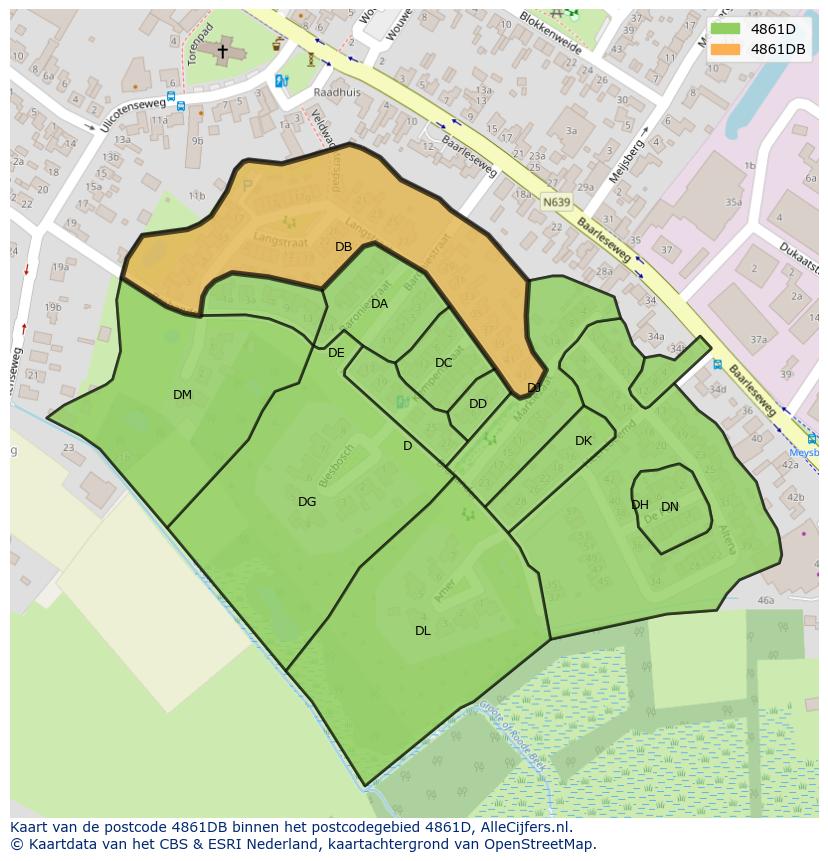 Afbeelding van het postcodegebied 4861 DB op de kaart.