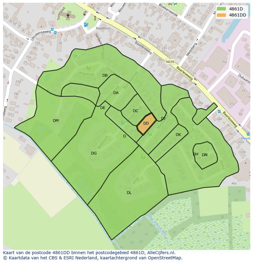 Afbeelding van het postcodegebied 4861 DD op de kaart.