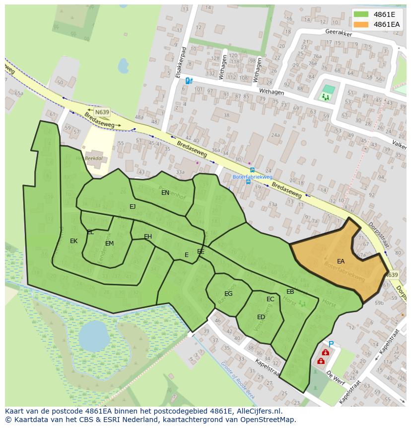 Afbeelding van het postcodegebied 4861 EA op de kaart.