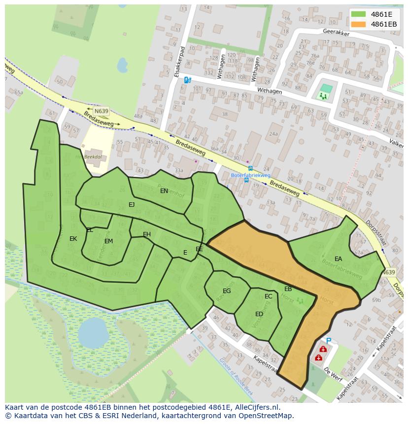 Afbeelding van het postcodegebied 4861 EB op de kaart.