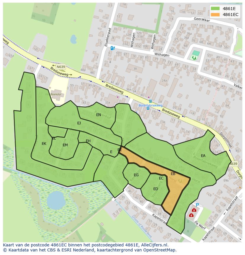 Afbeelding van het postcodegebied 4861 EC op de kaart.
