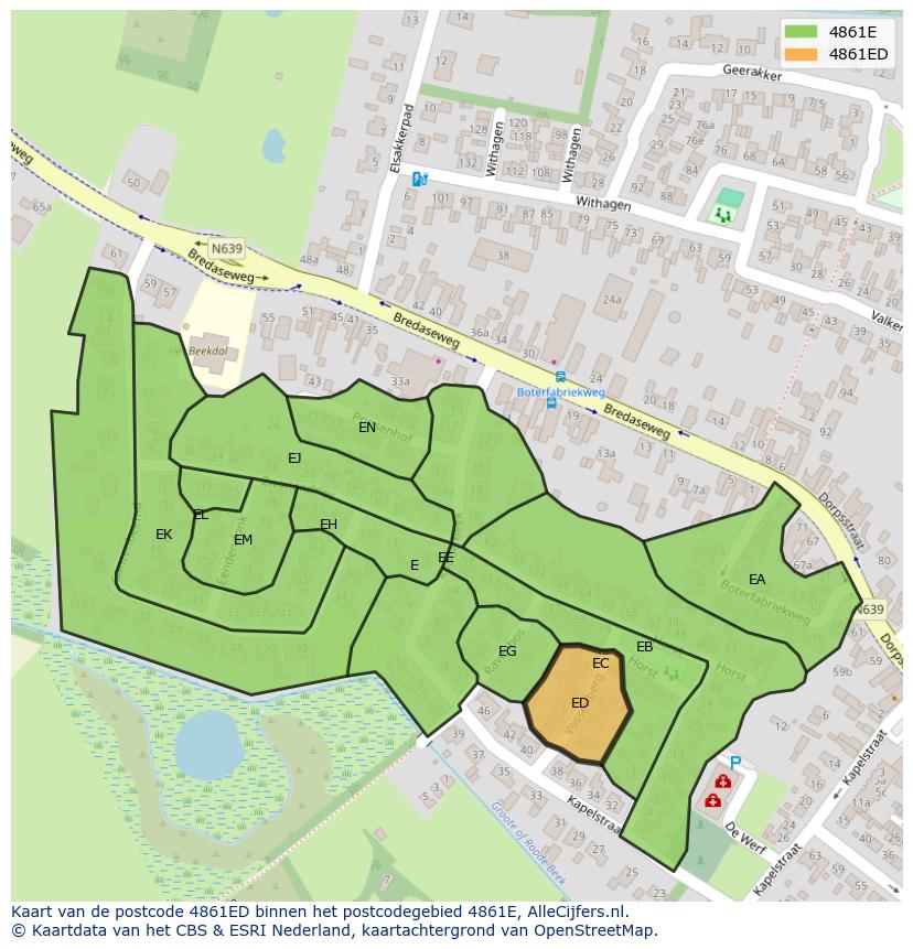 Afbeelding van het postcodegebied 4861 ED op de kaart.