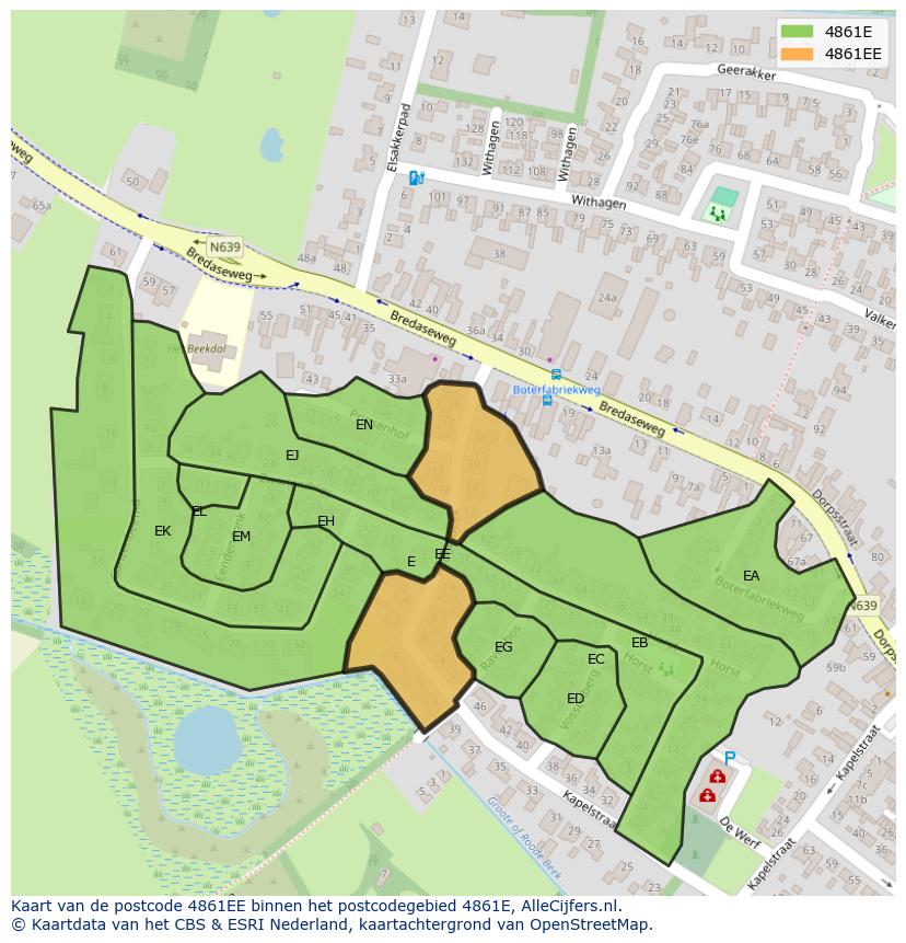 Afbeelding van het postcodegebied 4861 EE op de kaart.