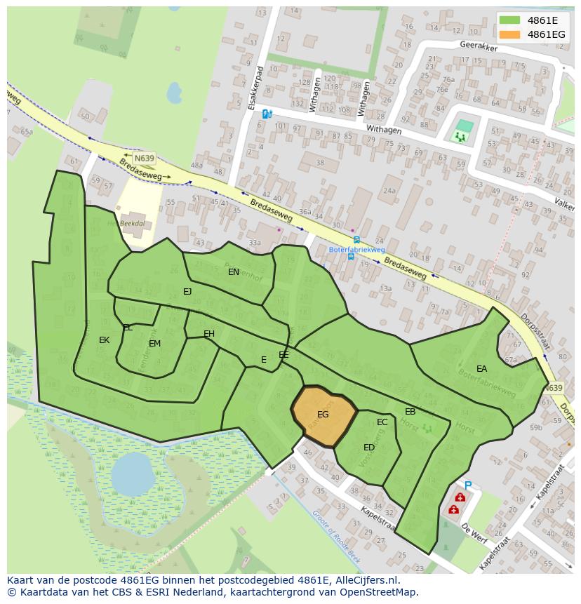 Afbeelding van het postcodegebied 4861 EG op de kaart.