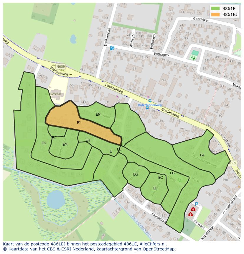 Afbeelding van het postcodegebied 4861 EJ op de kaart.