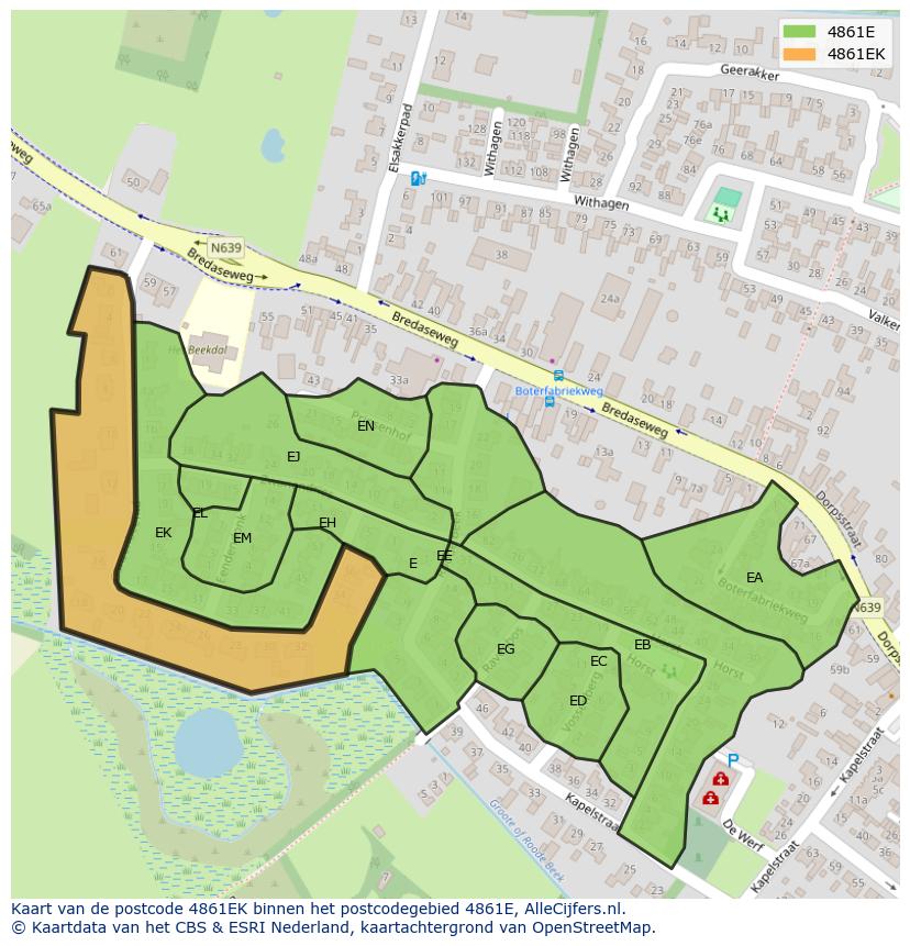 Afbeelding van het postcodegebied 4861 EK op de kaart.