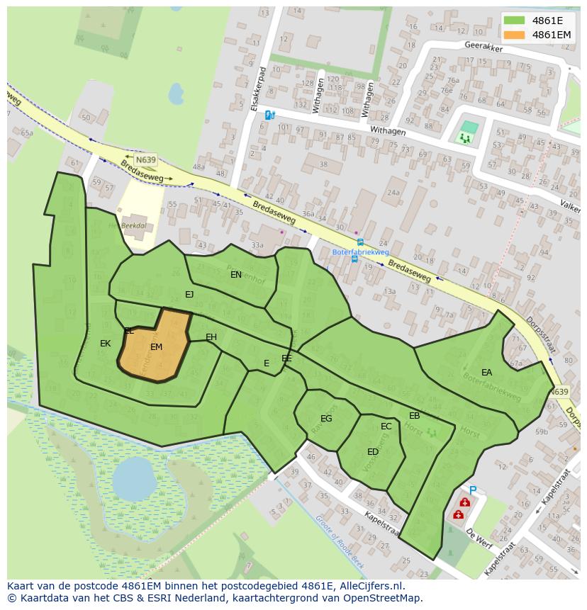 Afbeelding van het postcodegebied 4861 EM op de kaart.