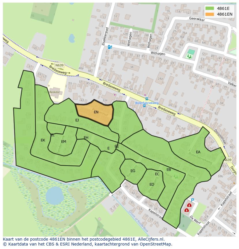 Afbeelding van het postcodegebied 4861 EN op de kaart.