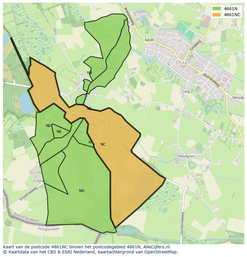 Afbeelding van het postcodegebied 4861 NC op de kaart.