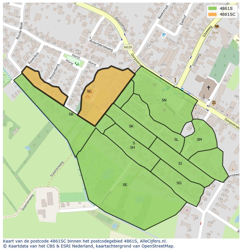 Afbeelding van het postcodegebied 4861 SC op de kaart.