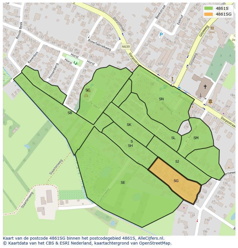 Afbeelding van het postcodegebied 4861 SG op de kaart.