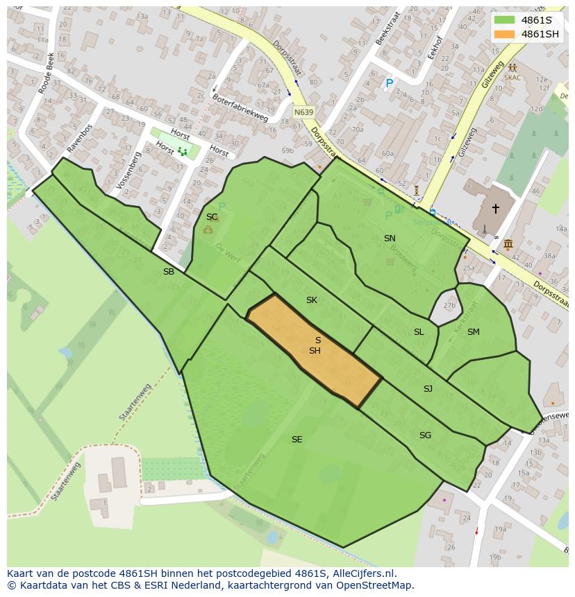 Afbeelding van het postcodegebied 4861 SH op de kaart.