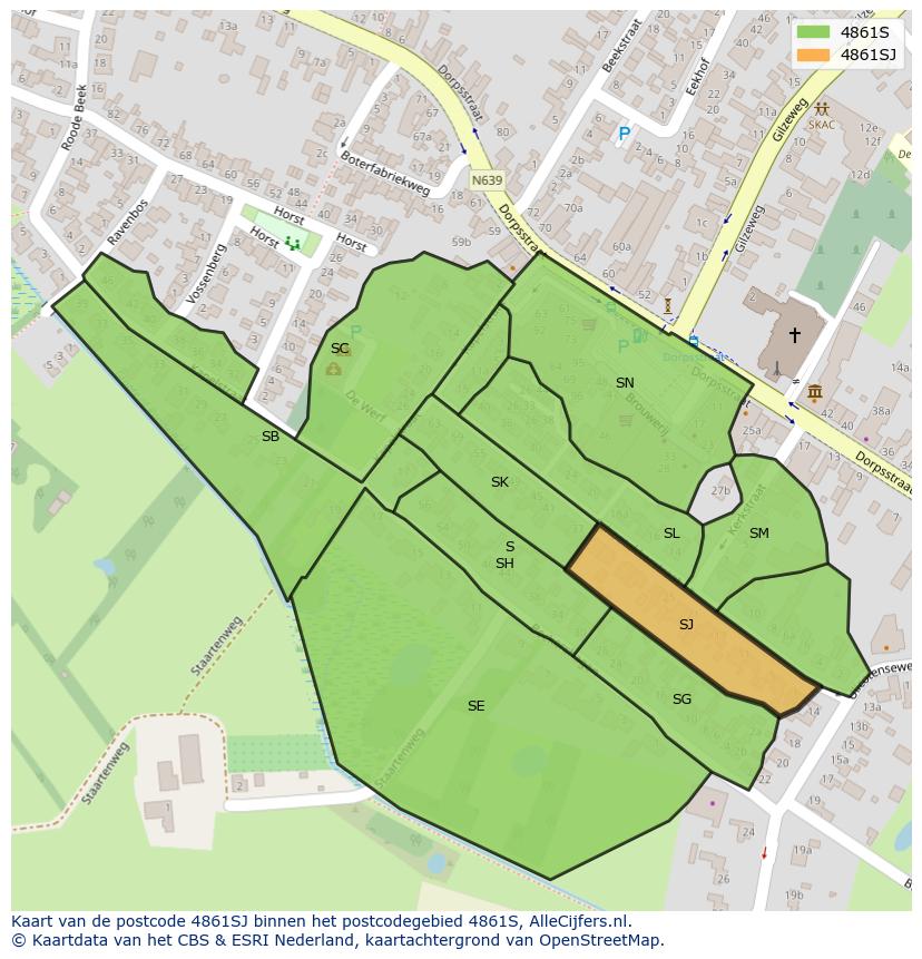 Afbeelding van het postcodegebied 4861 SJ op de kaart.