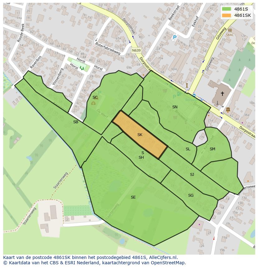 Afbeelding van het postcodegebied 4861 SK op de kaart.