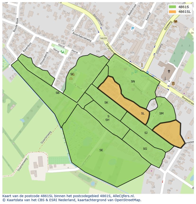 Afbeelding van het postcodegebied 4861 SL op de kaart.
